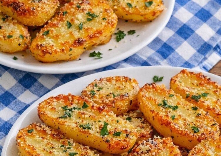 Traškios bulvės su česnaku