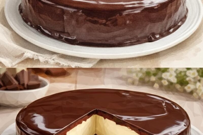 Šokoladinis tortas su švelniu kremu ir glajumi