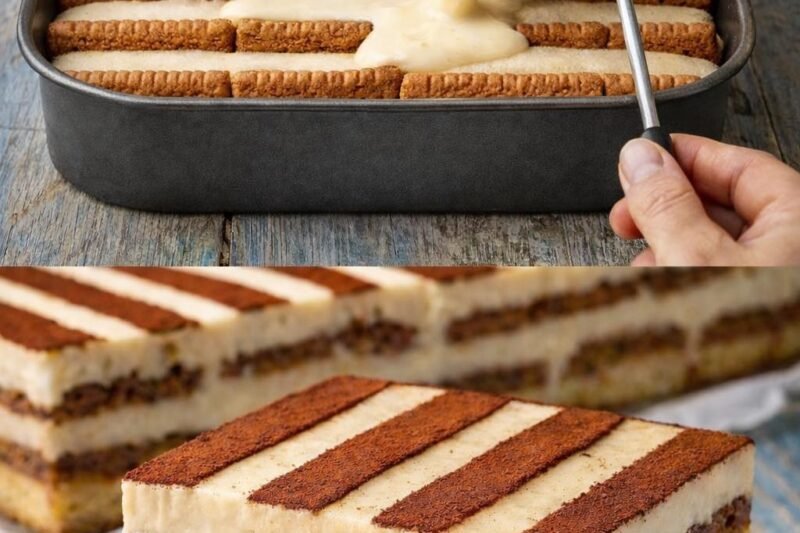 Tortas iš sausainių be kepimo su vaniliniu kremu