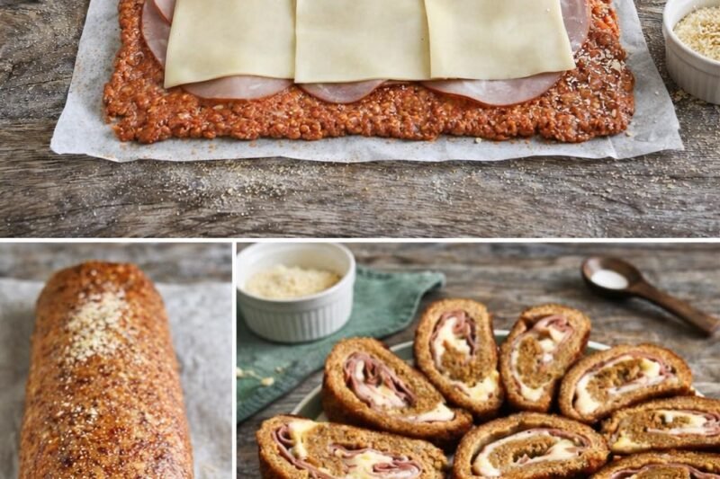 Mėsos vyniotinis su kumpiu ir sūriu orkaitėje