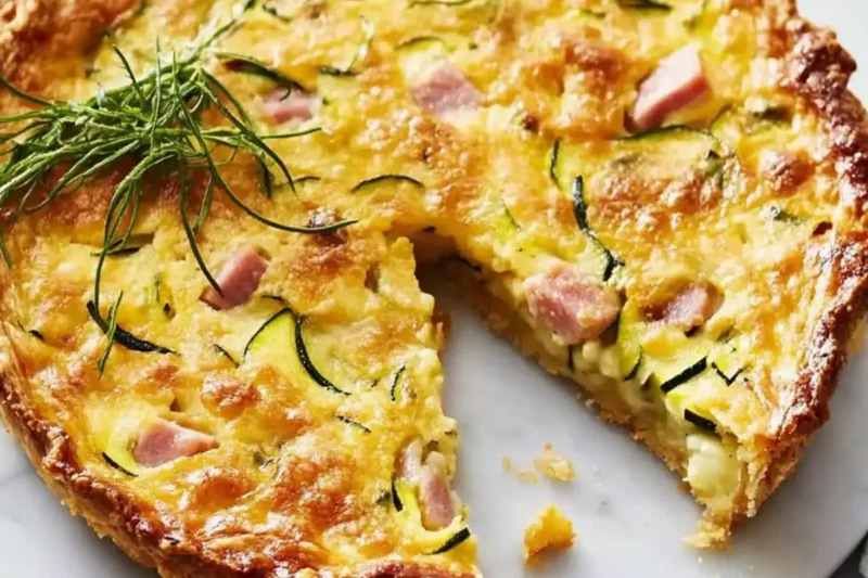 Cukinijų ir kumpio pyragas