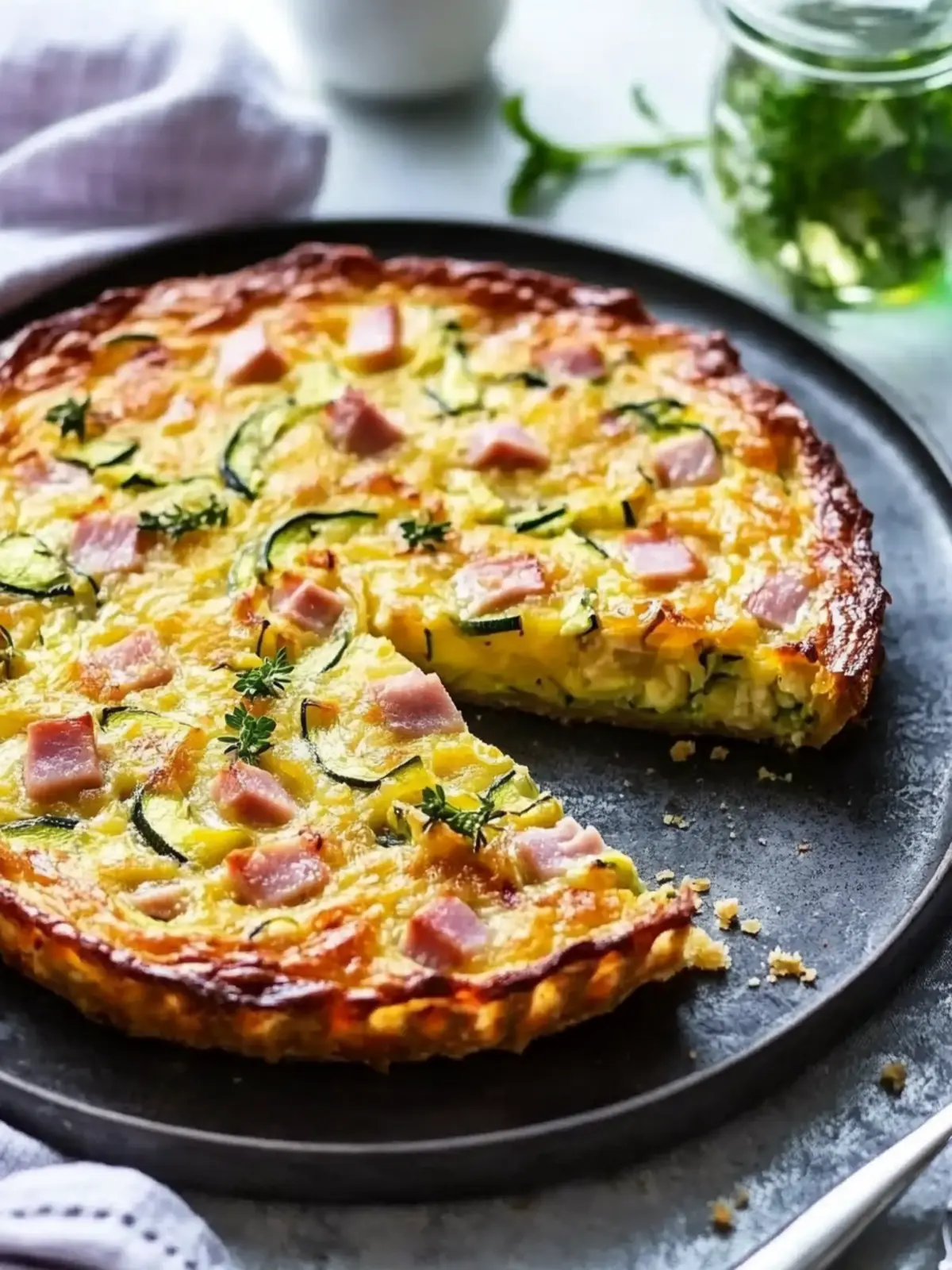 Cukinijų ir kumpio pyragas