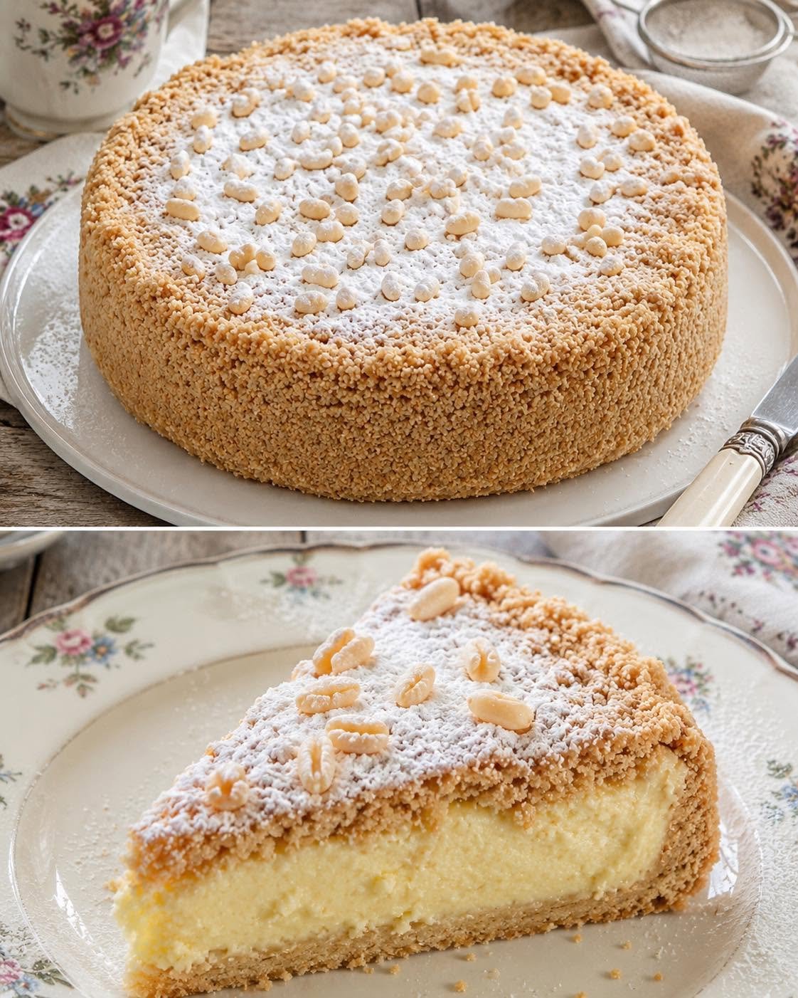 Nekeptas kreminis tortas su vaniliniu kremu ir traškiais sausainiais