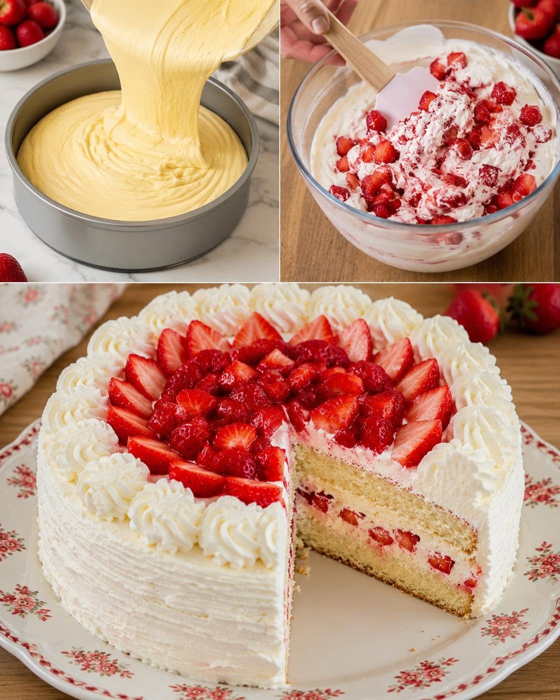 Braškinis tortas su kreminiu įdaru – niekas nepatikėjo, kad kepiau pati