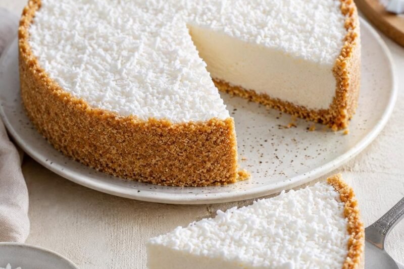 Kokosinis sūrio tortas be kepimo – kreminis ir lengvai pagaminamas desertas