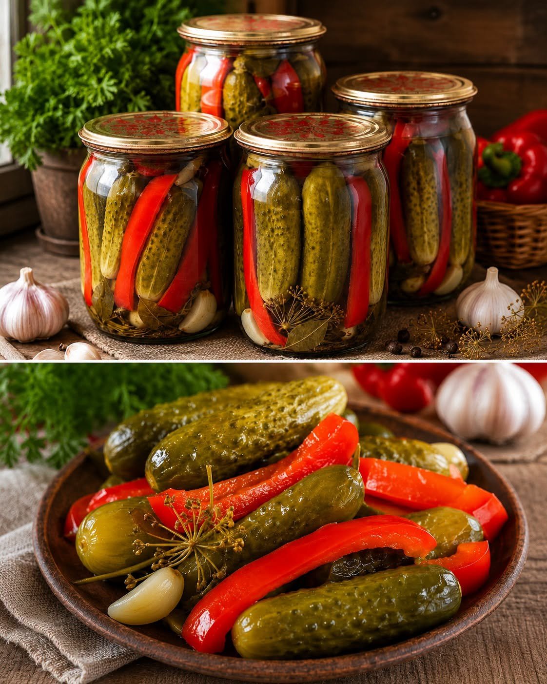Marinuoti agurkai su saldžiąja paprika žiemai