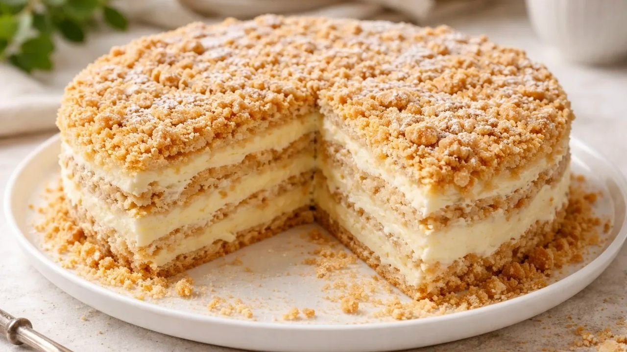 🍰 Tinginių „Napoleonas“ iš „Auselių“ sausainių be orkaitės