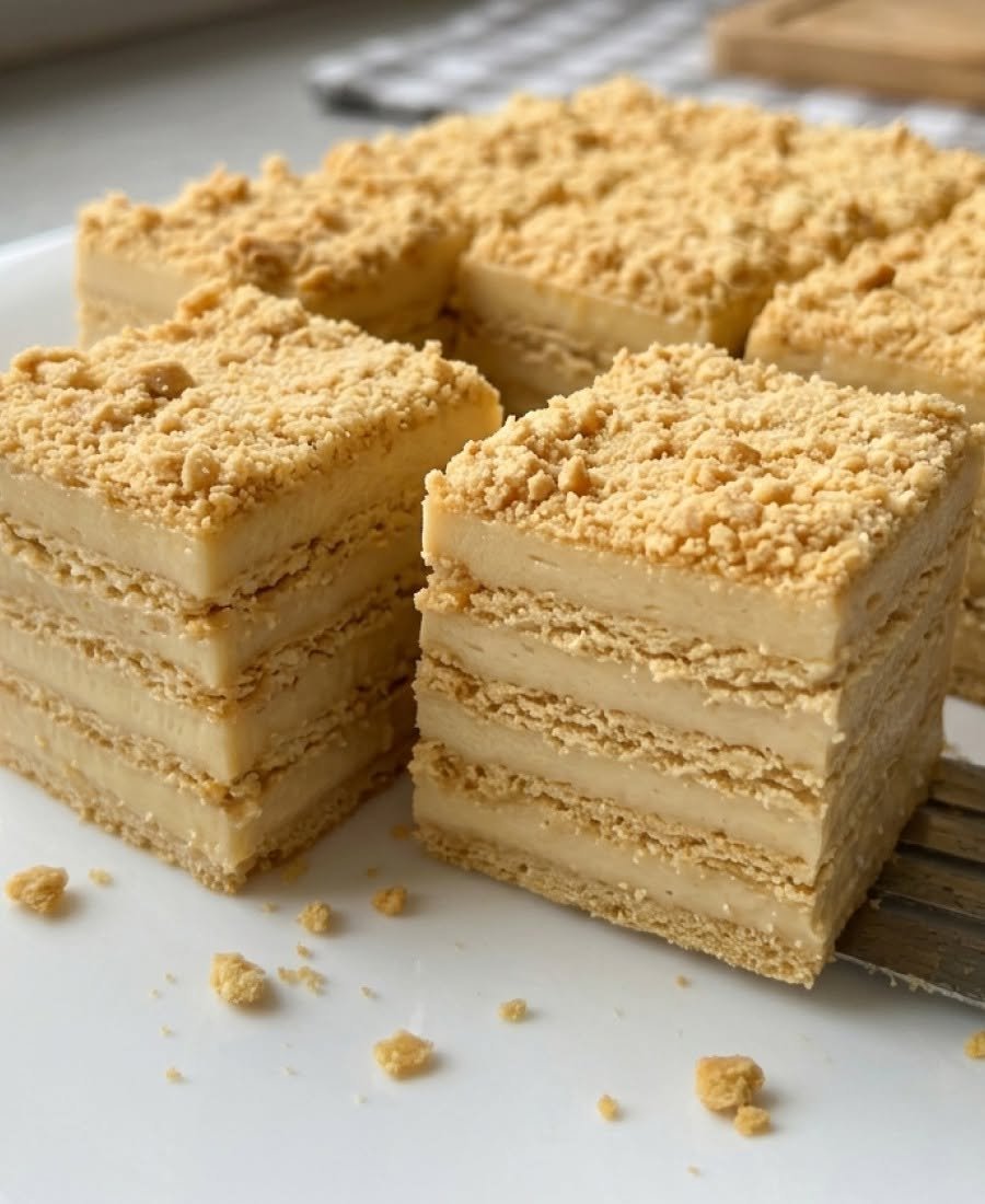 Nekeptas „Plombyro“ tortas su plikytu kremu – paprastas desertas iš sausainių