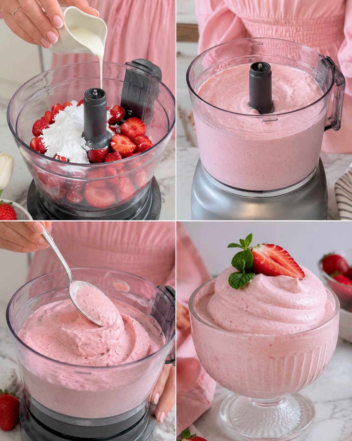 Braškinis desertas be kepimo – vos iš 3 ingredientų, paruošiamas per 5 minutes