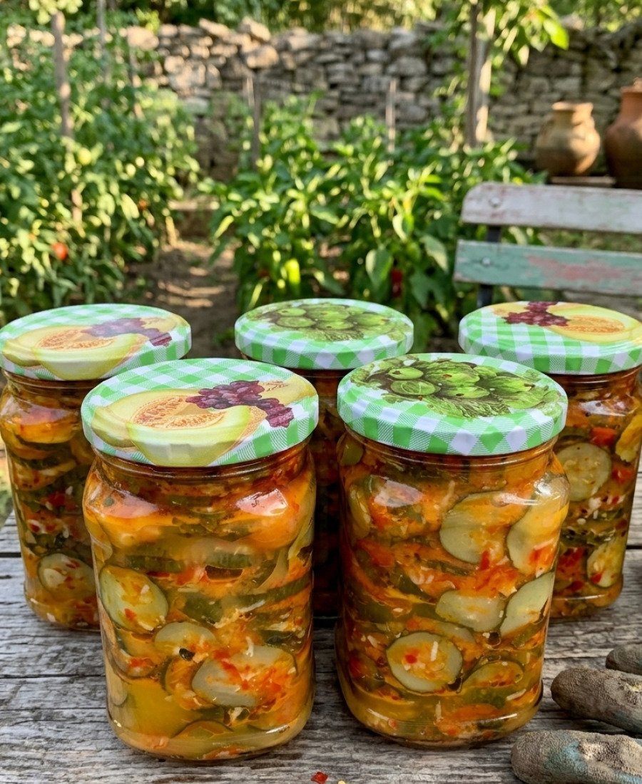 Aštrūs agurkai žiemai su česnakais ir paprika