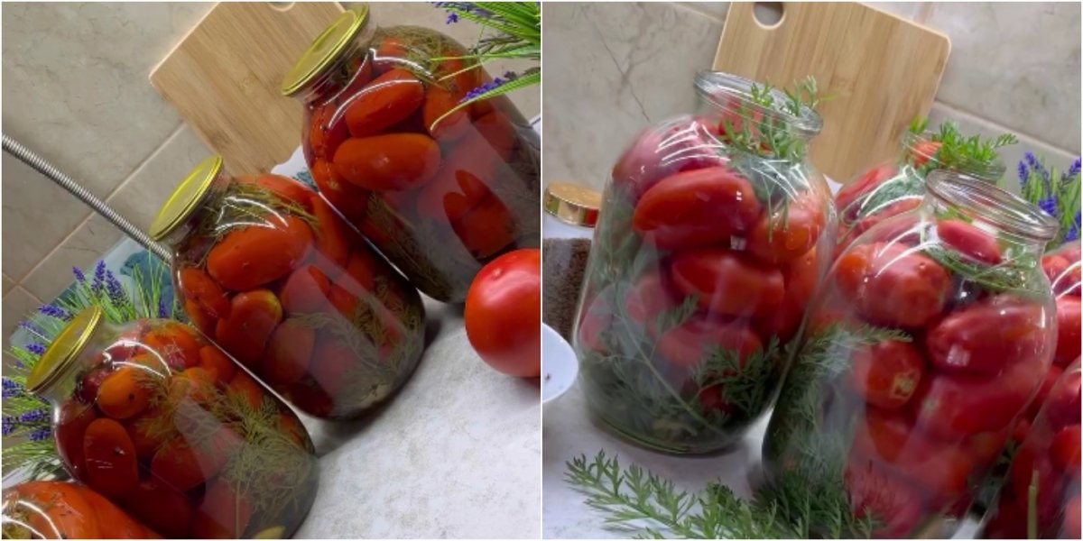 Marinuoti pomidorai žiemai su morkų lapais – traškūs, aromatingi ir labai skanūs