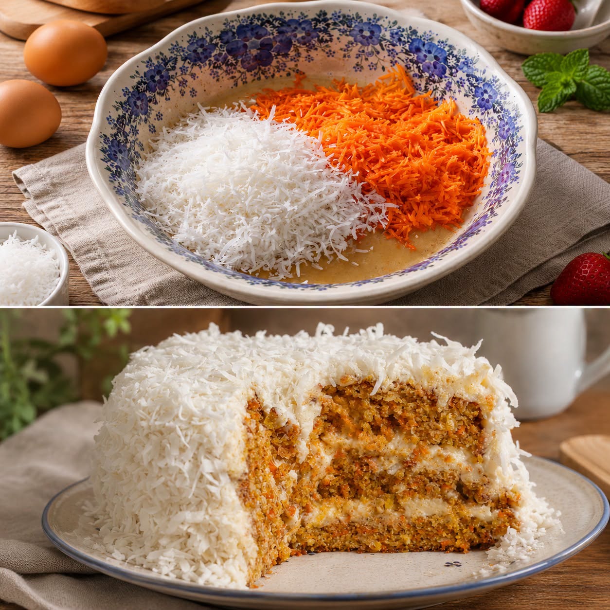 150 g morkų ir kokosų drožlės: šį drėgną tortą svečiai prašo iškepti dar kartą