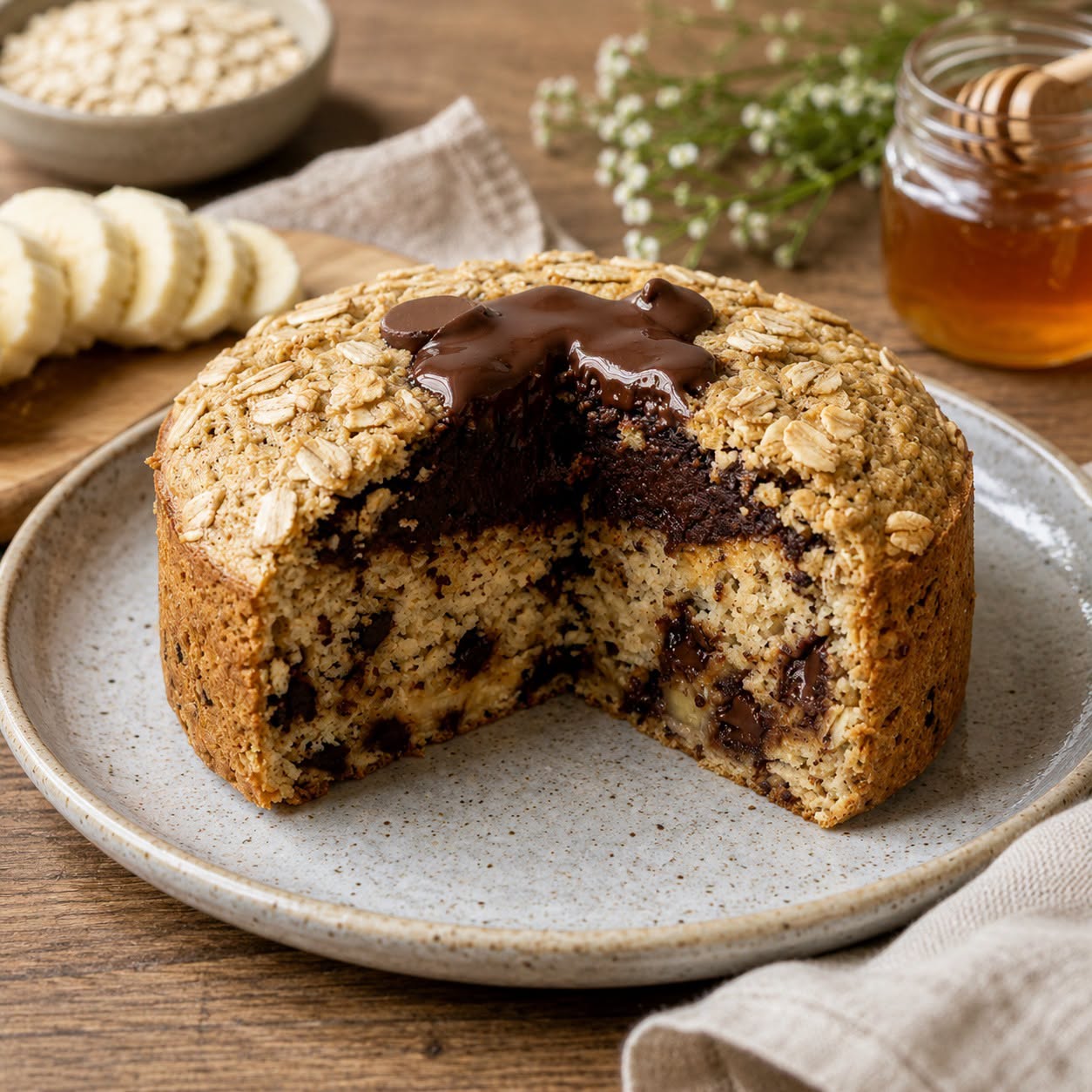 Avižų nebeverdu – sutrinu su bananu ir po 25 minučių iš orkaitės traukiu purų pusryčių keksiuką