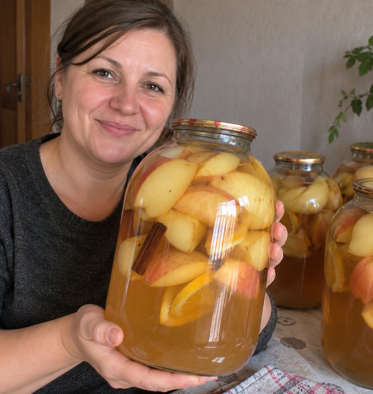 Obuolių ir apelsinų kompotas su cinamonu žiemai