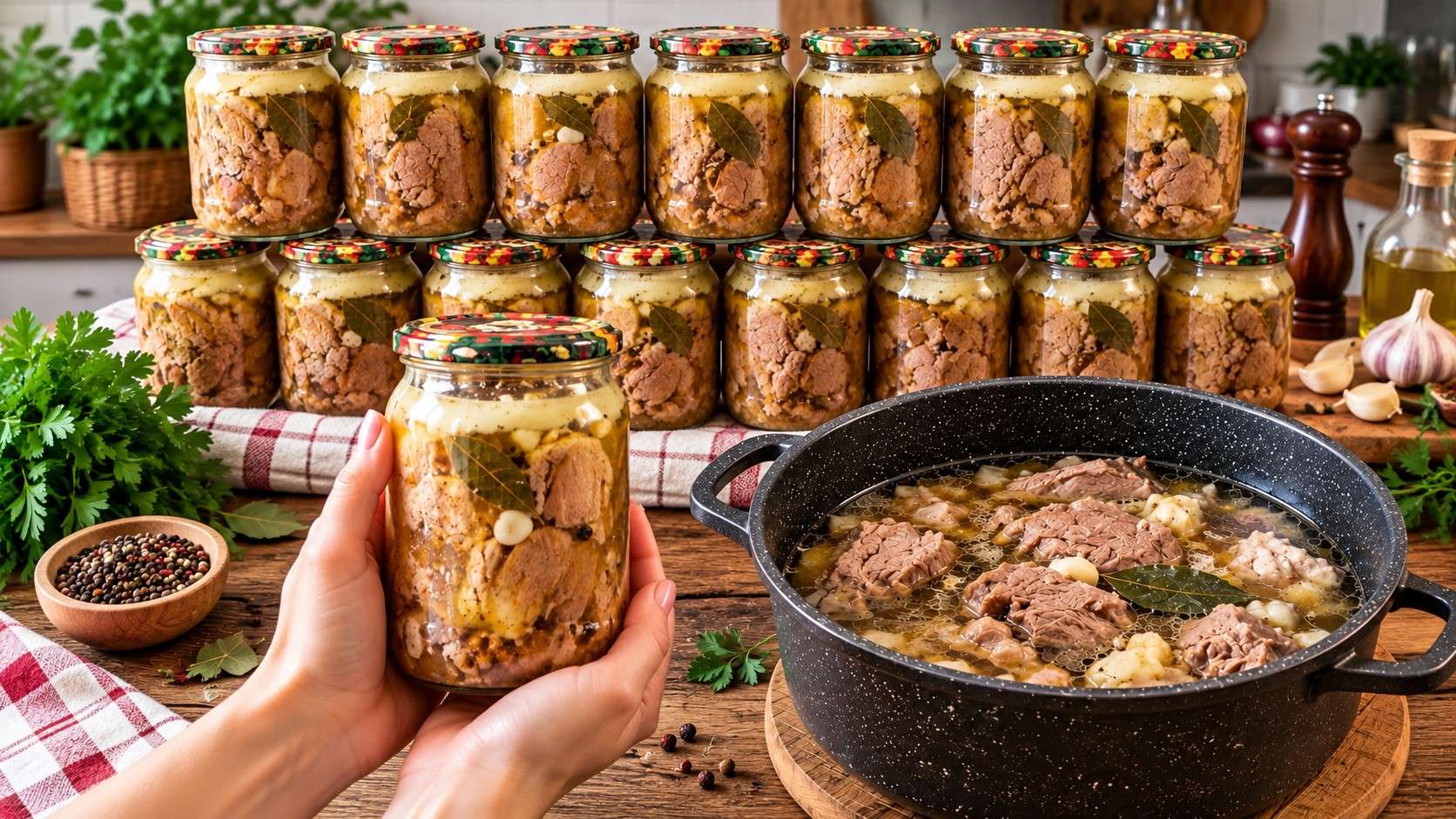 3 kg mėsos troškinu be lašo vandens – atvėsusi ji paskęsta natūralioje mėsos želėje