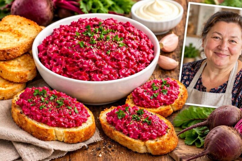 Burokėlių užtepėlė su silke ant skrudintos duonos – šventinių sumuštinukų receptas