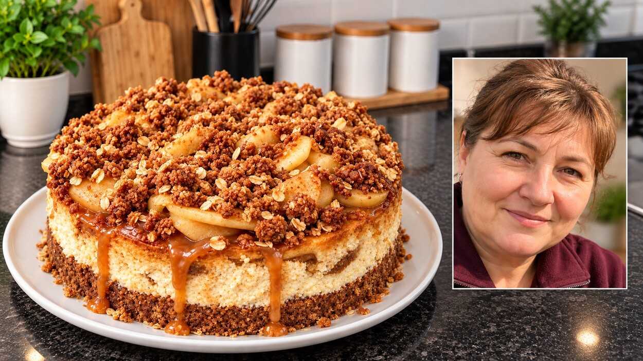900 g kreminio sūrio, obuoliai ir karamelė – iš šio pyrago išeina net 12–14 gabalėlių