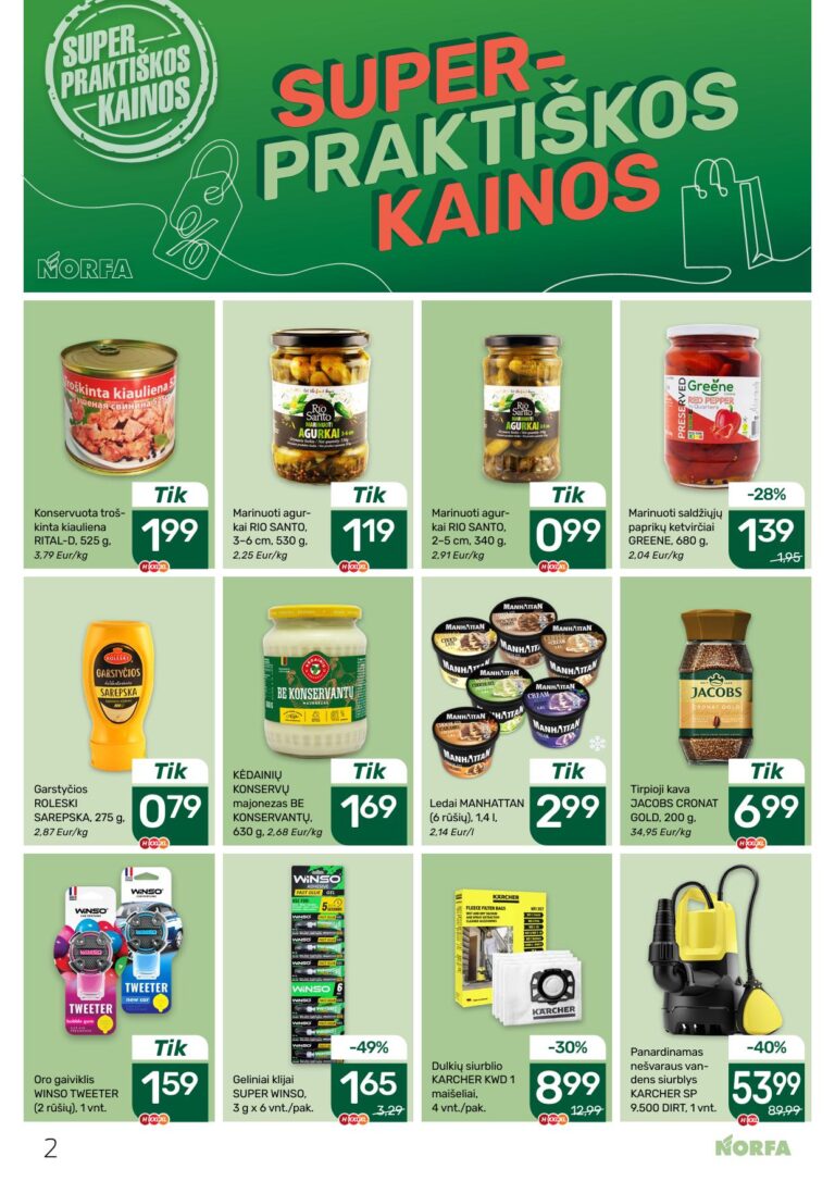 Naujausias NORFA kaininis katalogas 2026.10.01 – 2026.10.14