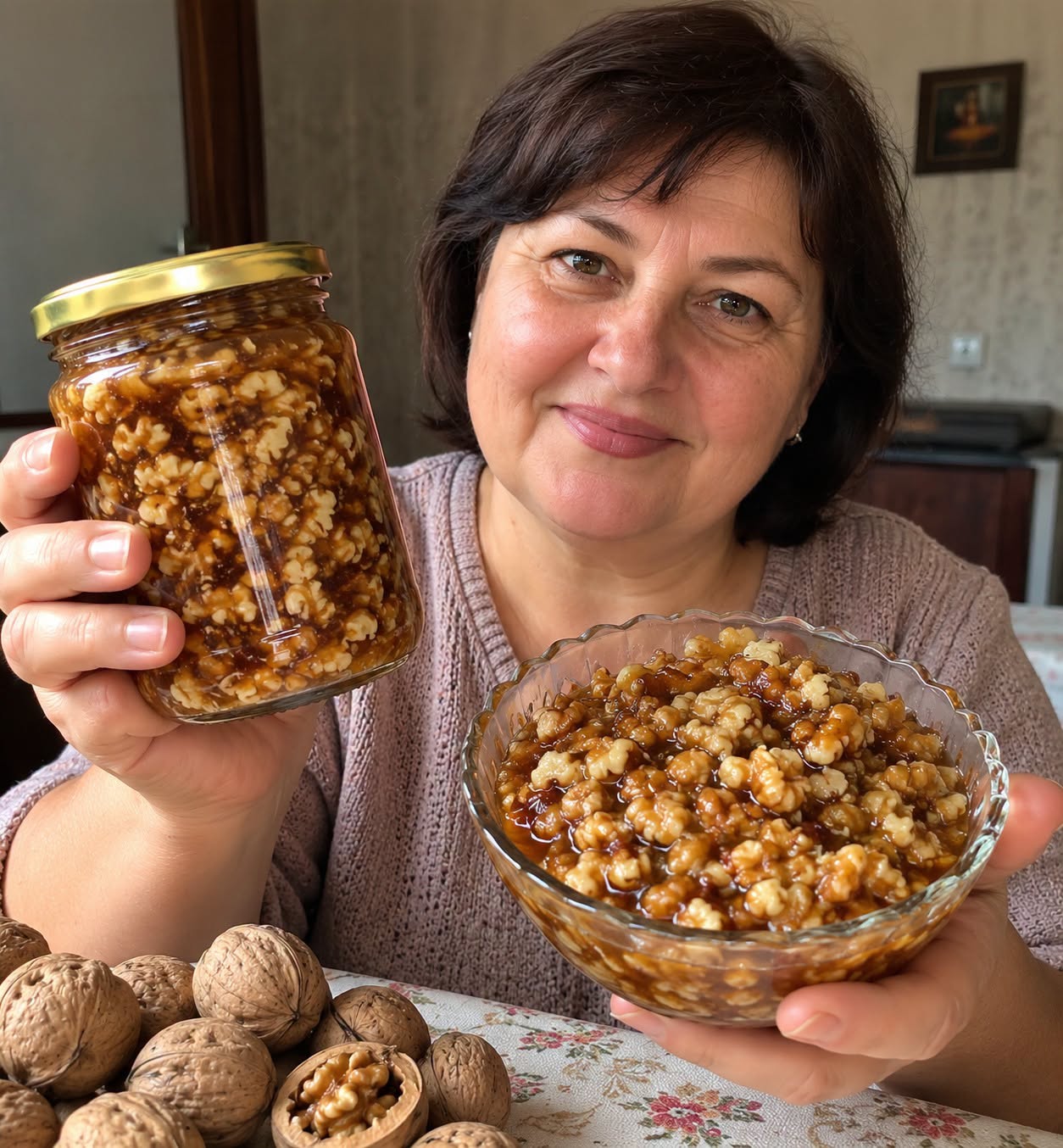 300 g graikinių riešutų ir 150–200 g medaus – iš šių dviejų produktų pasidarau tirštą rudens užtepėlę