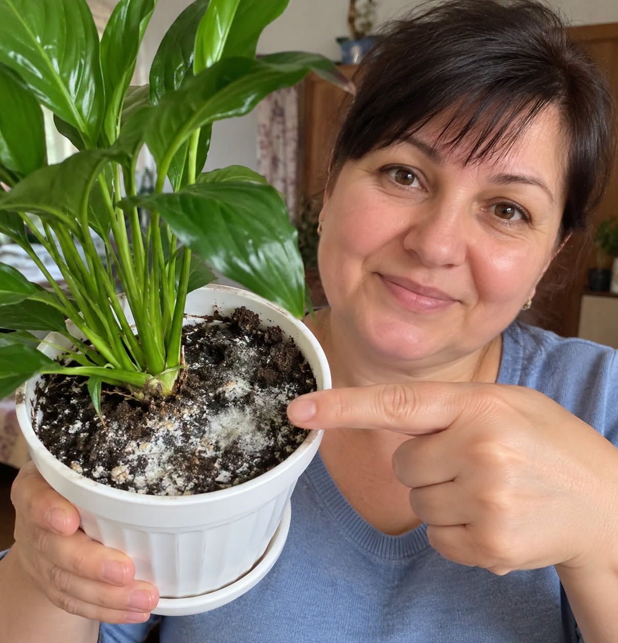 Pelėsis ar kalkės? Baltą sluoksnį vazone atskirti galima iš vieno paprasto požymio