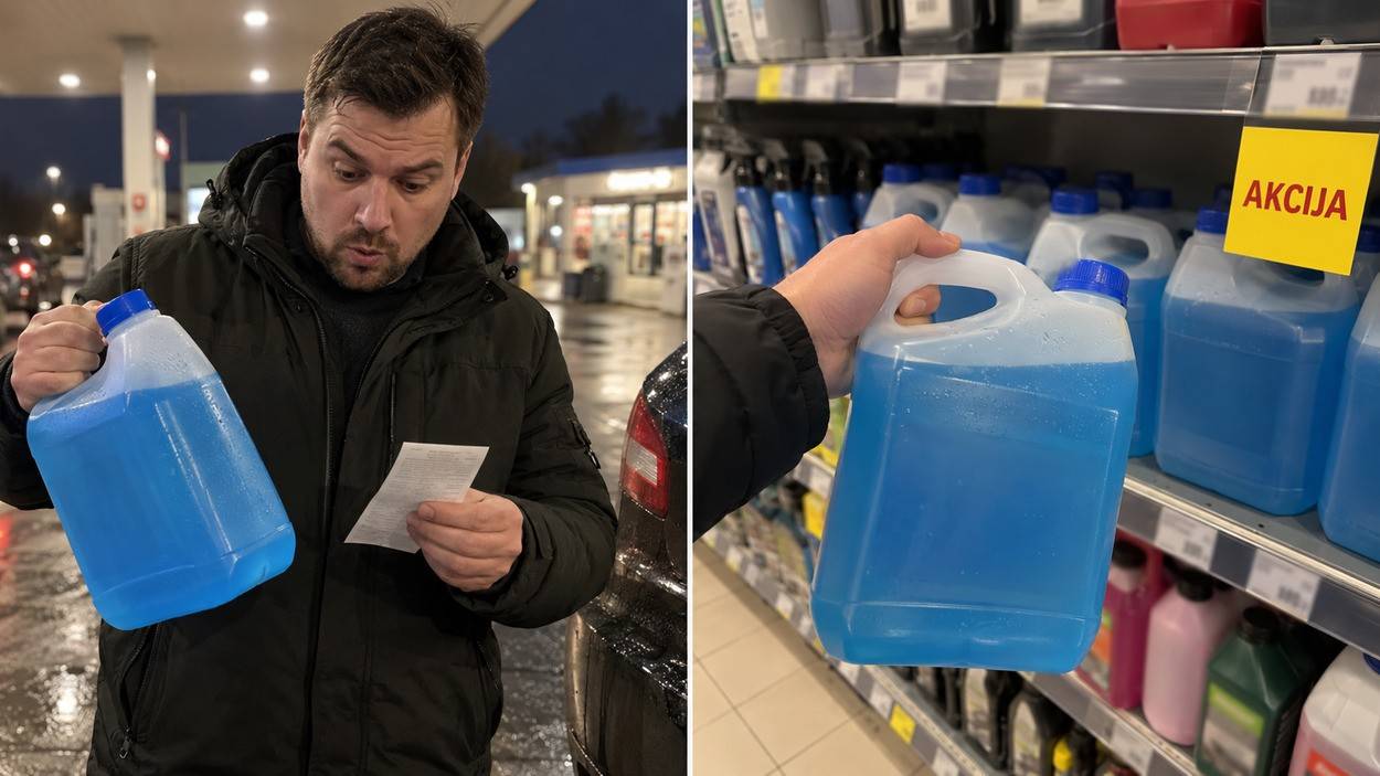 Degalinėje už langų skystį – 7,99 €, prekybos centre radau už 3,59 €: tada pradėjau skaityti, kas iš tiesų yra viduje