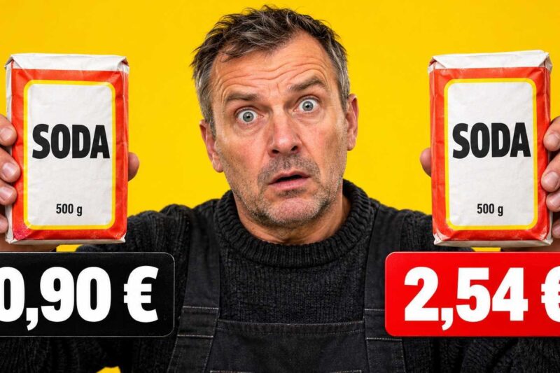 500 g maistinės sodos kainų palyginimas: tas pats pakelis kainuoja nuo 0,90 iki 2,54 euro