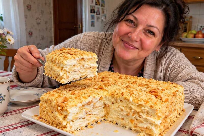 Greitas tortas iš 3 ingredientų su sluoksniuota tešla ir kondensuotu pienu – paprastas „Napoleono“ variantas